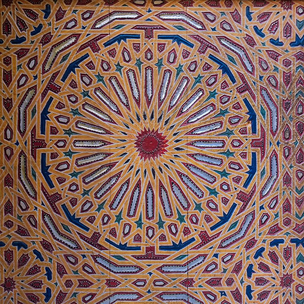 Fes-Morocco Stunning hand painted door of an old mosque Design detail